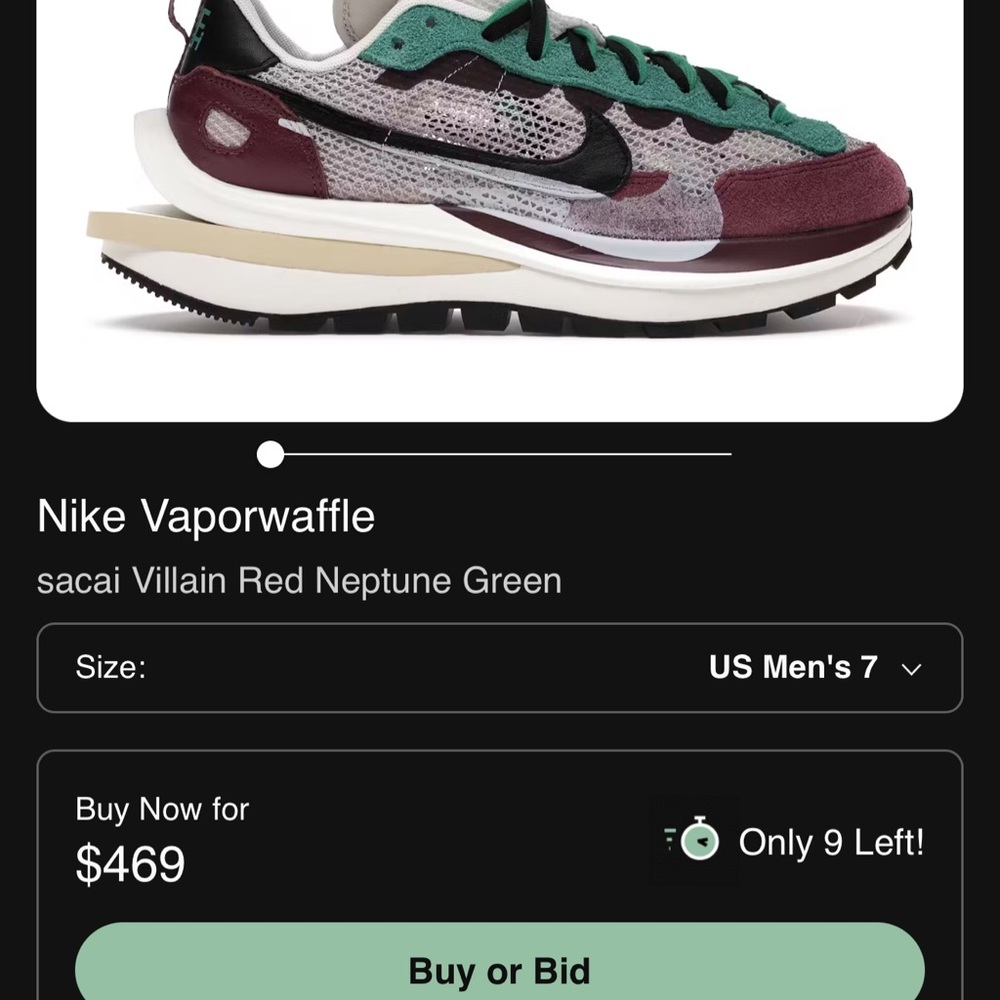 Nike Vaporwaffle Sacai in Black and Villain Red
